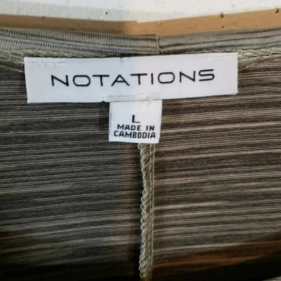 Notation L black & metallic tan tunic color block 3/4 sleeve top - Picture 5 of 6